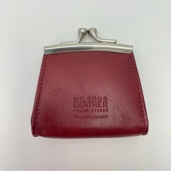 Wilsons Genuine Tan Leather Coin Purse Key Chain kiss Closure Vintage - Picture 4 of 10